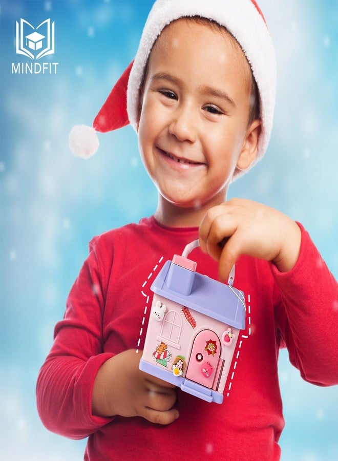 صندوق نقود على شكل منزل لعبة لطيف من MINDFIT مع ملصق ثلاثي الأبعاد، حصالة معدنية مزودة بقفل ومفاتيح آمنة للأطفال، صندوق تجميع نقود على شكل منزل للبنات (عبوة من قطعة واحدة، متعدد الألوان) (التصميم-3) - Image 3